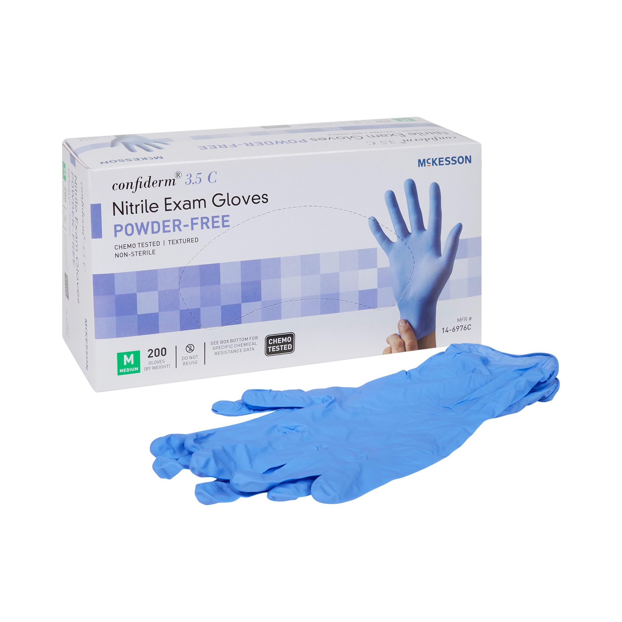 McKesson Confiderm 3.5C Exam Glove Powder Free MEDIUM 14-6976C 200 per Box