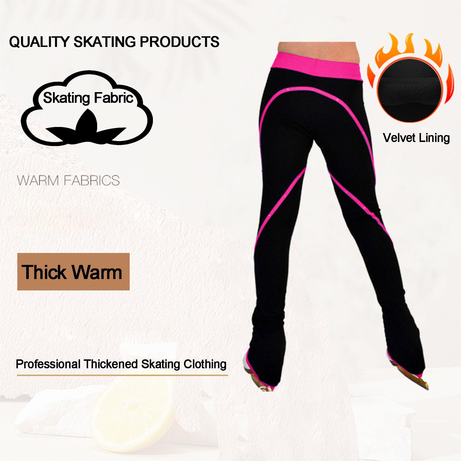 Pantalon Thermique pour Le Patinage Artistique, Chaussettes Gymnastique, Pantalon Patinage sur Veste Leggings Patinage