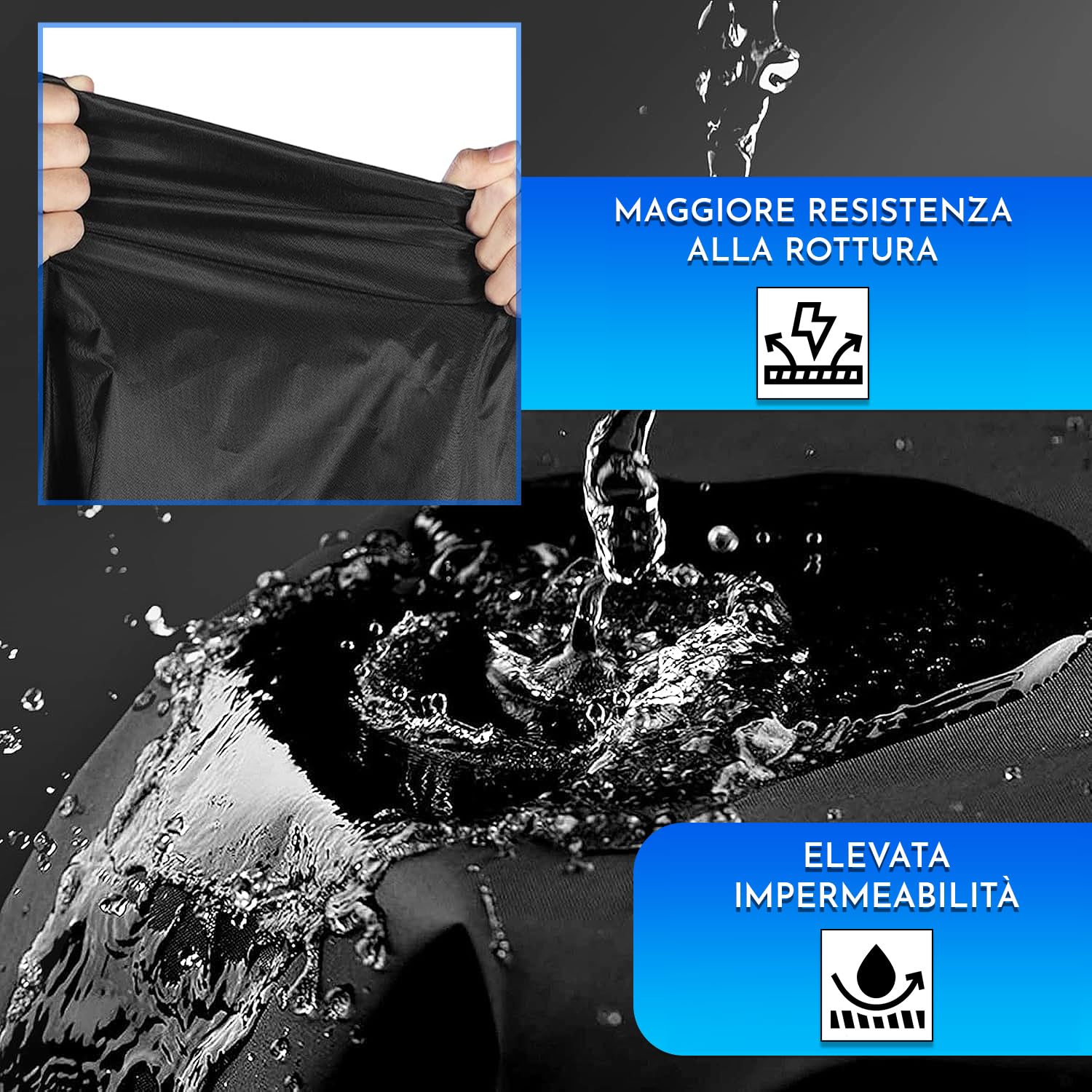 Copri bicicletta da esterno impermeabile Materiale PEVA 240 x 140 cm Protegge da sole pioggia polvere Nero