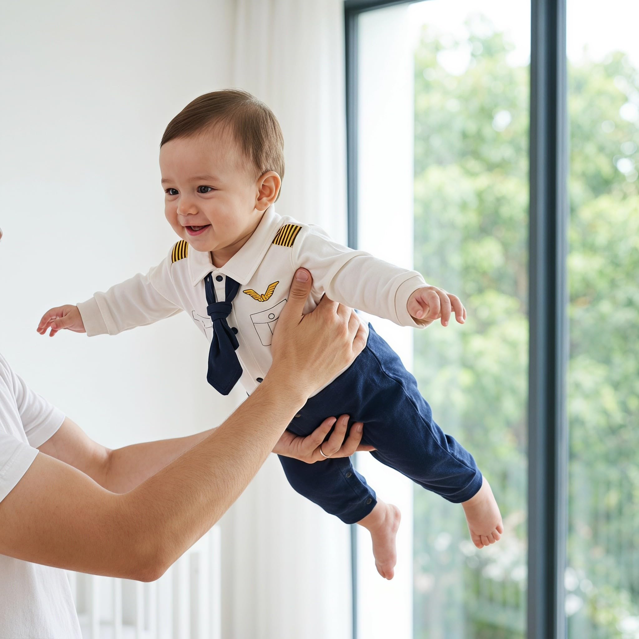 Tutina a maniche lunghe da pilota per neonati, tuta in stile | Tutina intera morbida unisex per neonati, ideale come regalo per baby shower o per l'uso quotidiano.