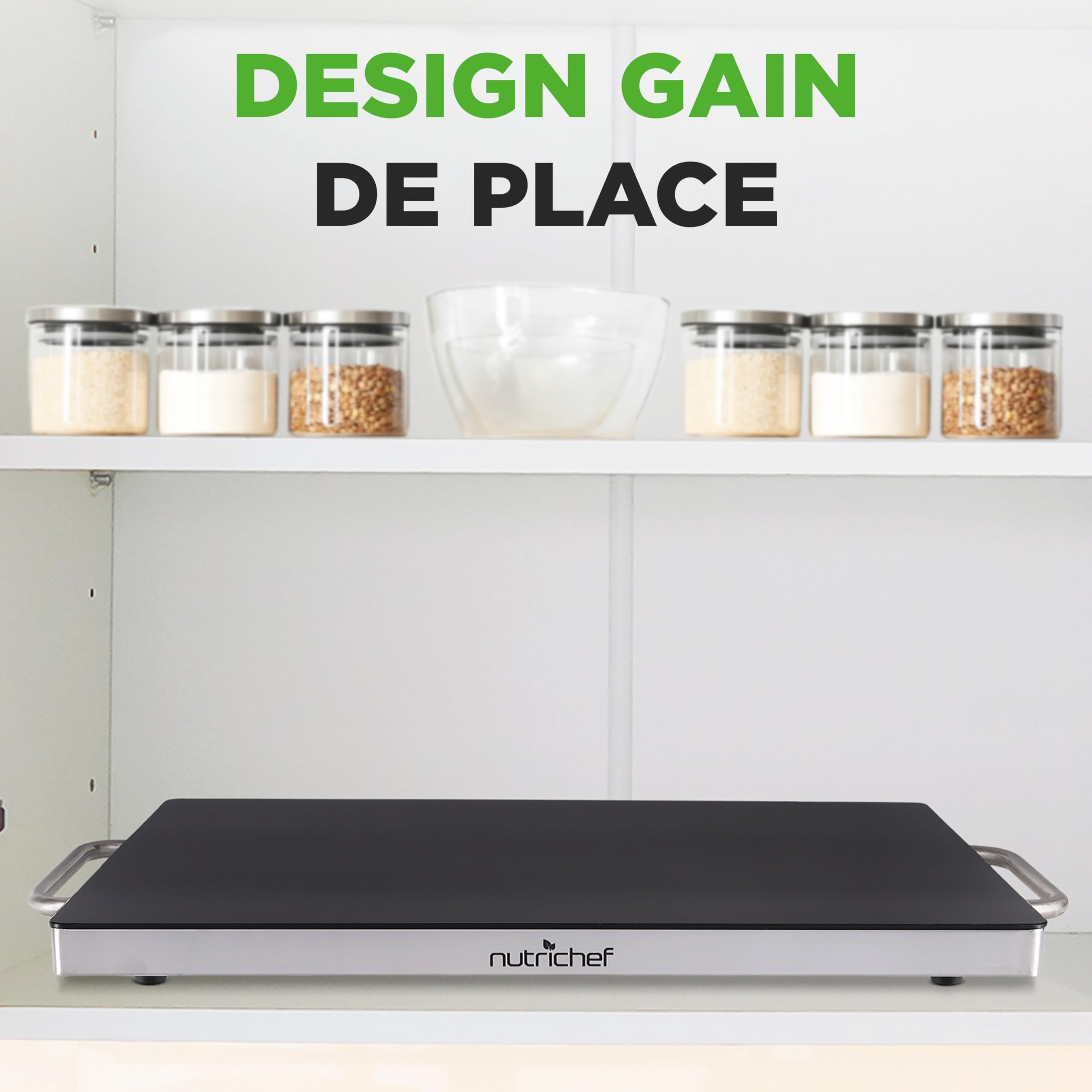 NutriChef Grande Plaque Chauffante – Plaque de Cuisson Électrique 51 × 30 cm avec Surface en Verre – Idéale pour Buffets, Fêtes, Traiteur & Restaurants, Noir