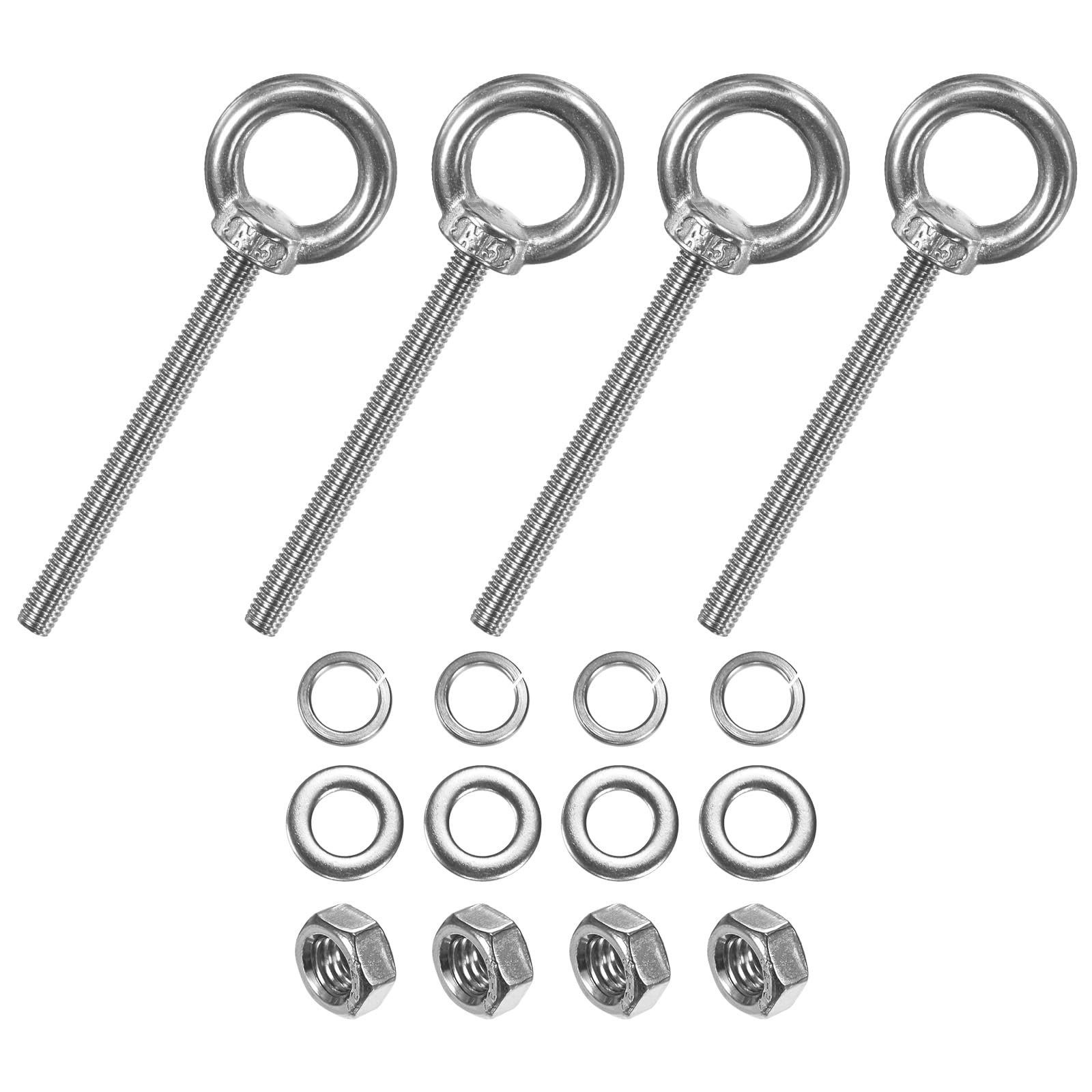 M METERXITY 4-Sets Stainless Eyebolt M5x60mm Shoulder Lifting Eye Bolt with Nuts Washers Male Screw Thread Ring Shoulder Eye Bolts Length 2.36 Inch for Suspending/Fastening