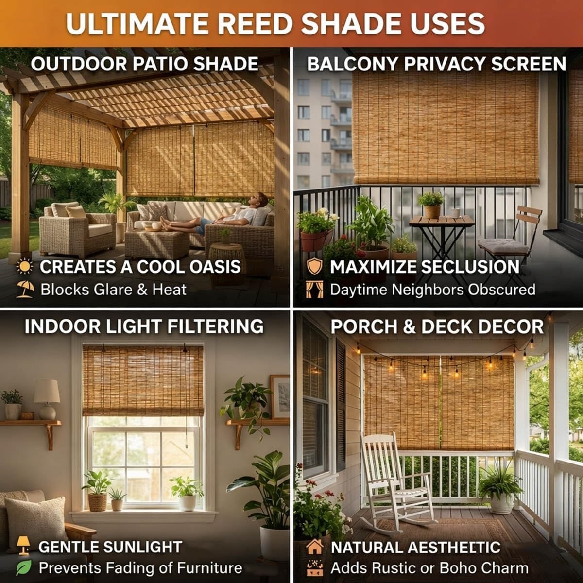 Indoor Roller Shade, Bamboo Cordless Roll up Shade for Window 20'' 24'' 26'' 28'' 34'' 36'' 38'' 48'' W 60" 72" 84" H Bamboo Light Filtering Window Blinds for Home Patio Porch Privacy(Size:28"W x 64"H