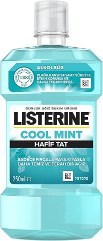 listerine, cool mint, günlük ağız bakım ürünü, hafif tat, sıfır alkol, nane aromalı, 250ml