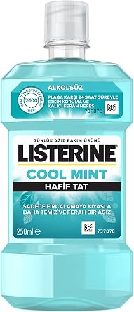 listerine, cool mint, daily oral care product, light taste, zero alcohol, mint flavored, 250ml