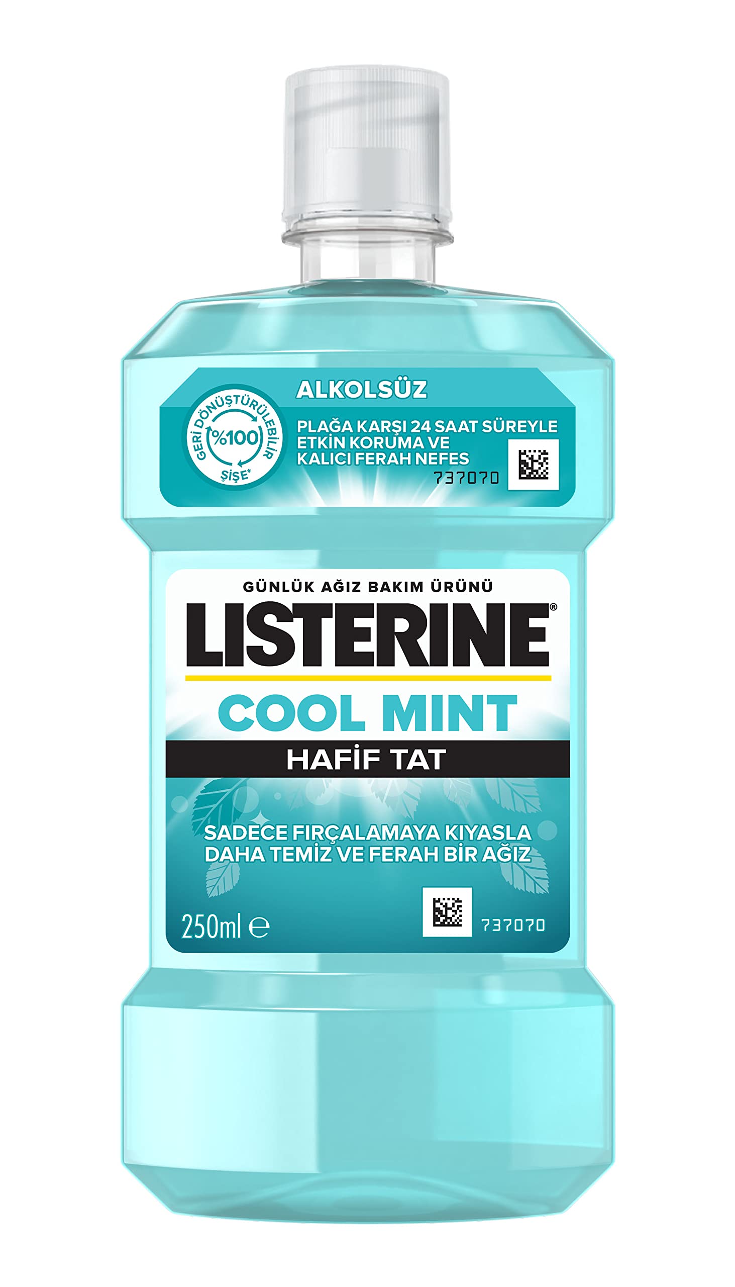 listerine, cool mint, günlük ağız bakım ürünü, hafif tat, sıfır alkol, nane aromalı, 250ml