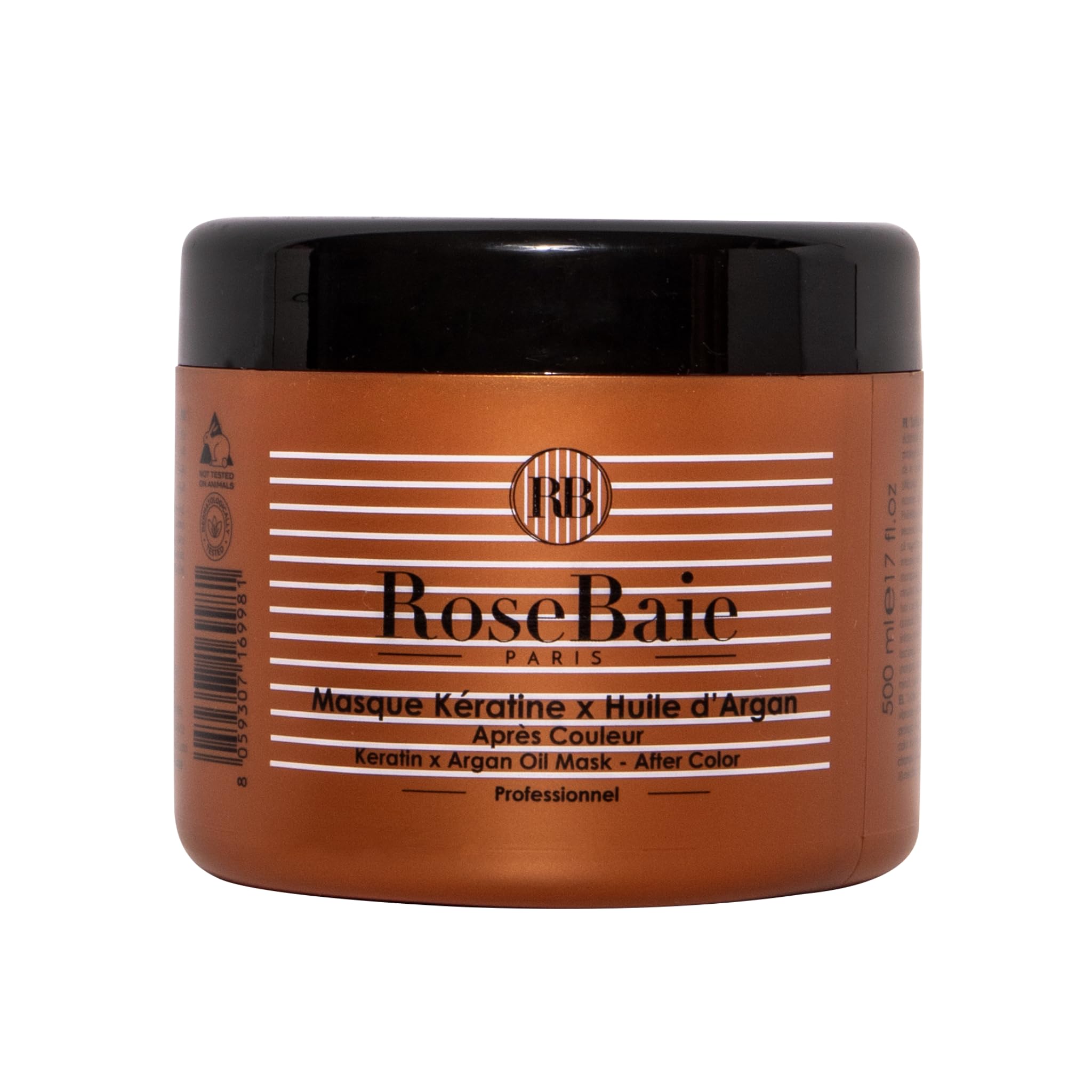 ROSEBAIE | Routine Solaire Argan & Kératine | Cheveux Colorés | Élimine Sable Chlore Sel | Protecteur Solaire | Shampoing 500ml | Masque 500ml | Spray Leave-In Sans Rinçage 200ml