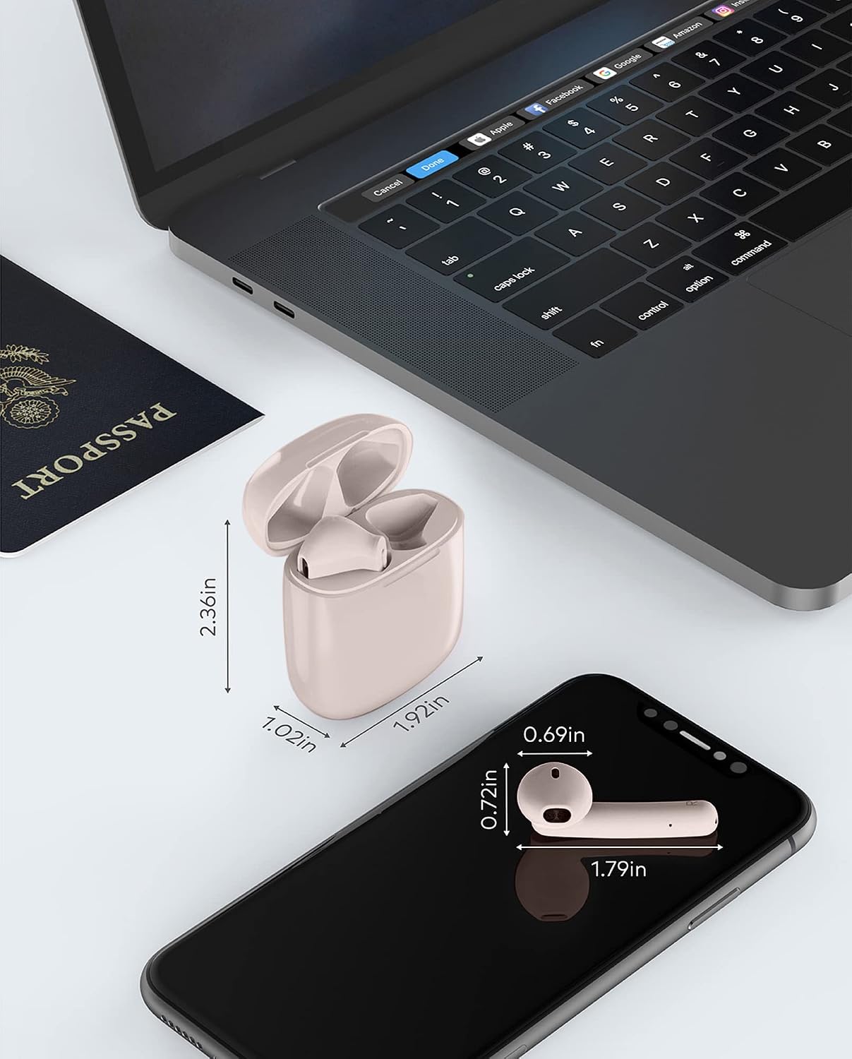 Lasuney True Wireless Earbuds, Waterproof Bluetooth Earbuds, 35Hrs Cyclic Playtime Headphones with Charging Case and mic for iPhone Android, in-Ear Stereo Earphones Headset for Sport Pink