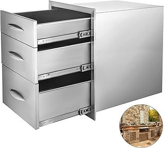 Mophorn 14x20.3 Inch Outdoor Kitchen Drawers Stainless Steel Flush Mount 14" Wx20.3 Hx23 D with Handle for BBQ Island, 14 x20.25 x 23.2 Inch