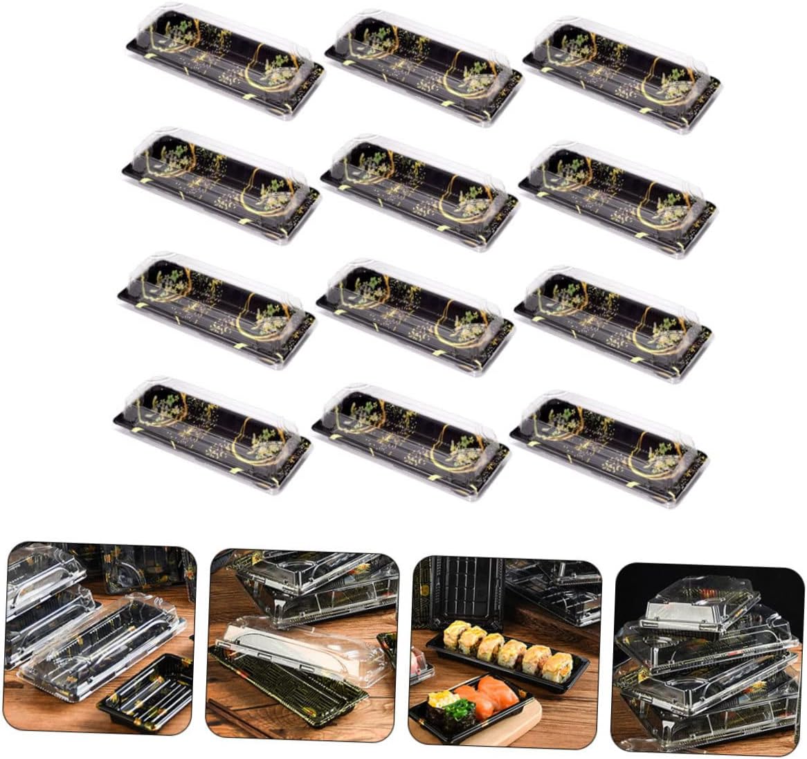 Mobestech 40 Pcs tray takeaway box sushi box Packing Container food containers container Box Disposable food box sushi take out containers food printing disposable sushi containers