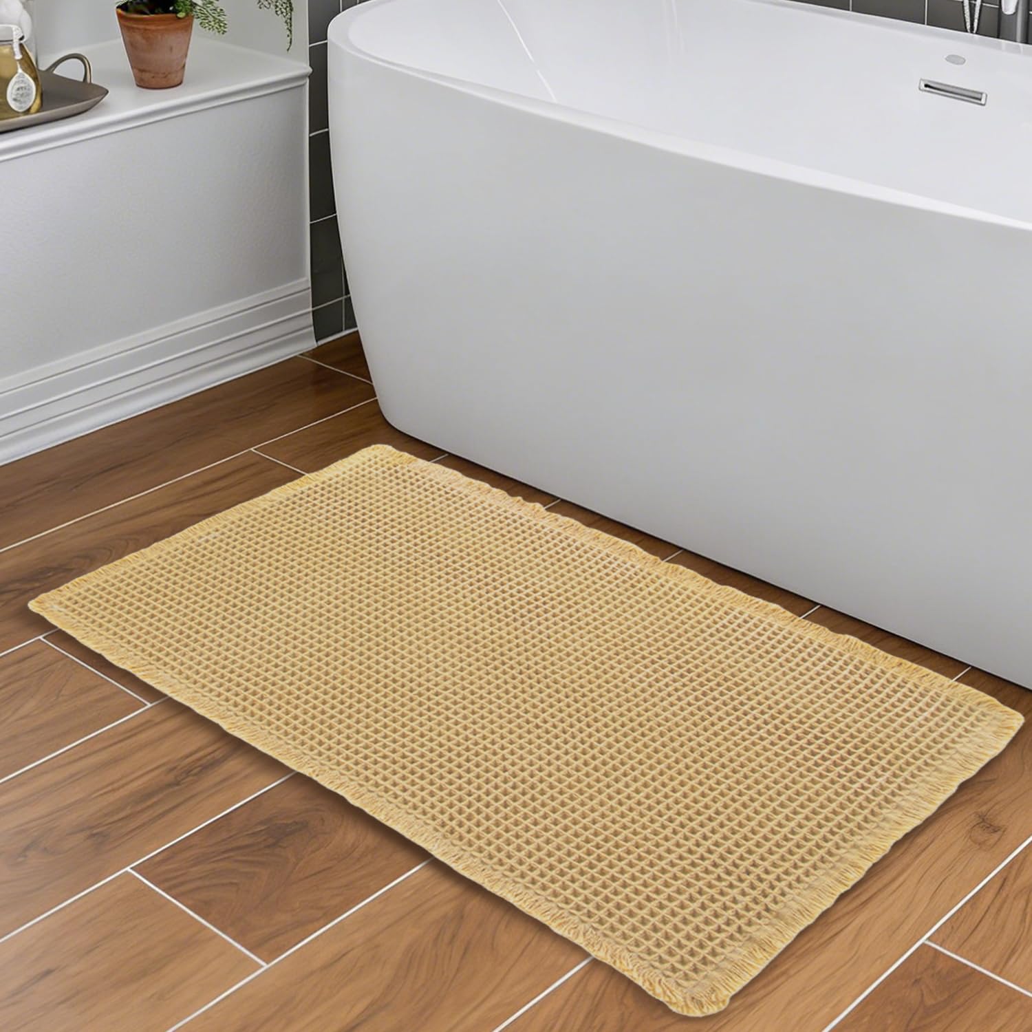 Tapis de bain alvéolé antidérapant et anti-moisissure absorbant