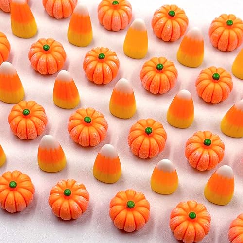 Miniatura 3 de Calabazas de resina falsas de maíz, 50 piezas de mini calabaza artificial de maíz 3D, diminutas calabazas de plástico, adornos para otoño,