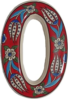 Ceramic Housewarming Sign Ceramic Address Plaque House Numbers Door Decorative Hand Decoratede Housewarming Gifts Tulip Design (0, Red)
