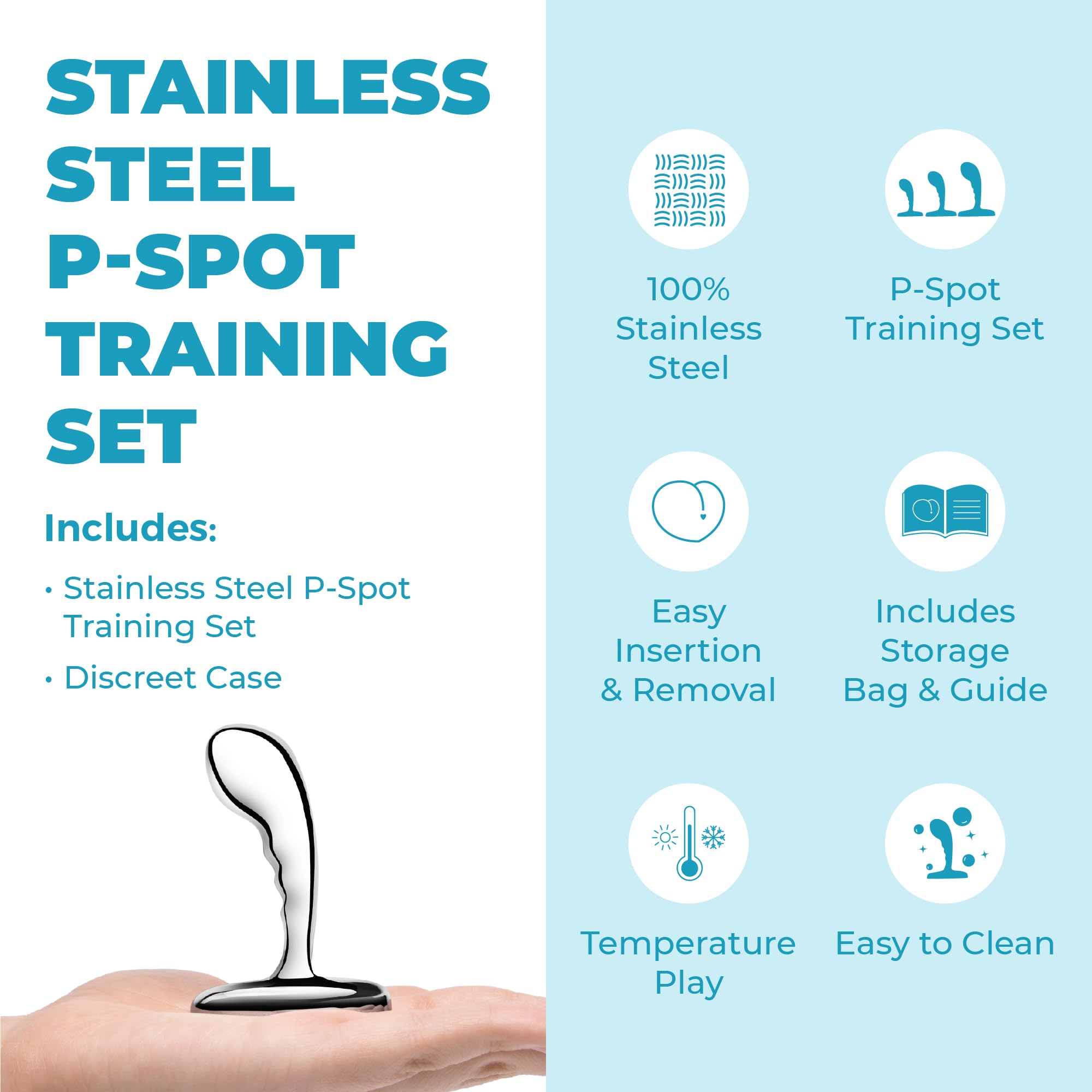B-Vibe Stainless Steel P Spot Training Set Silver 6,9/8,9/11,55 cm
