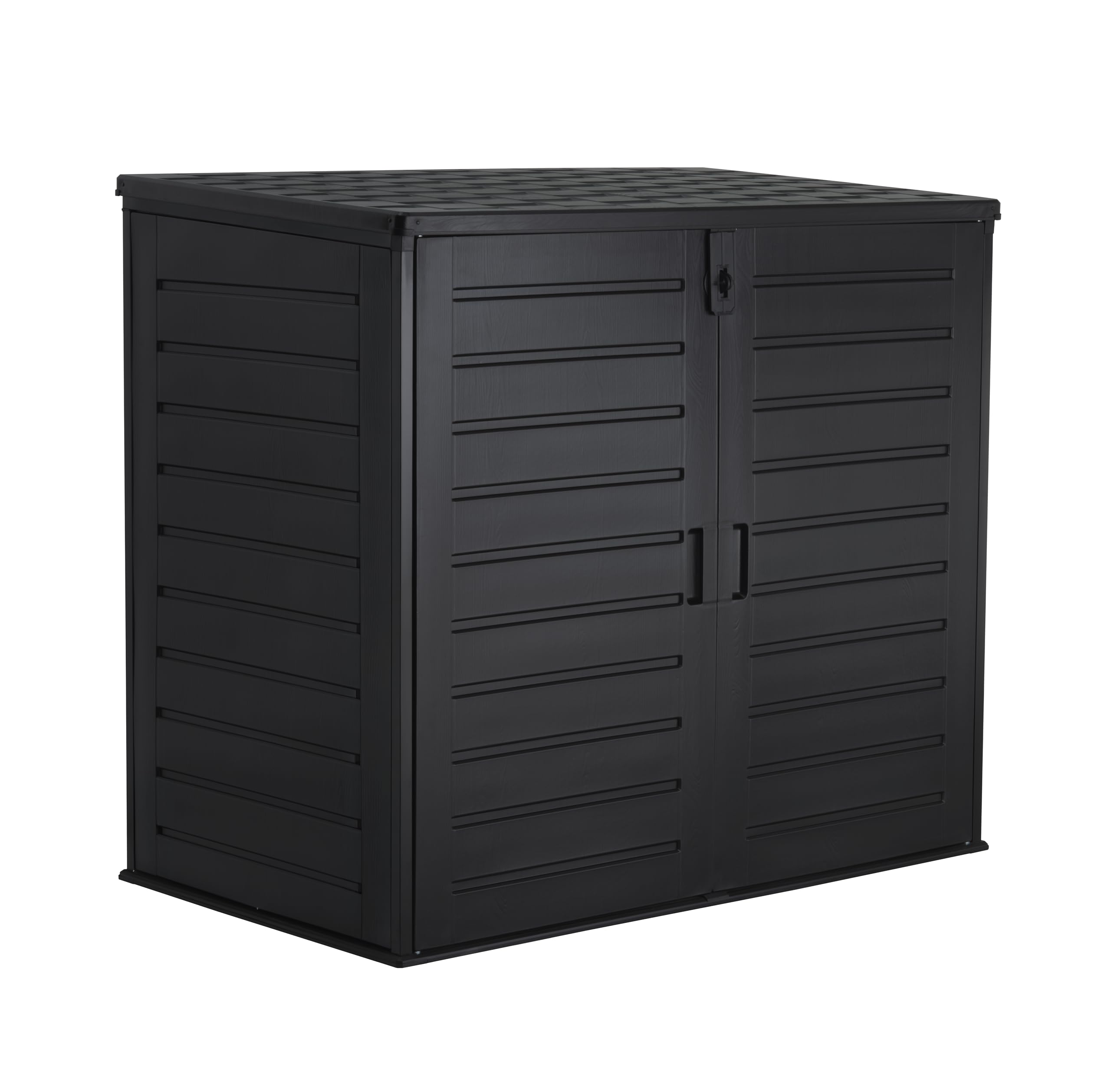 Koll Living Mülltonnenbox Tilia 1170 Liter – abschließbare Universalbox in Holzoptik, wetterfest & UV-beständig, aus Kunststoff, Schwarz
