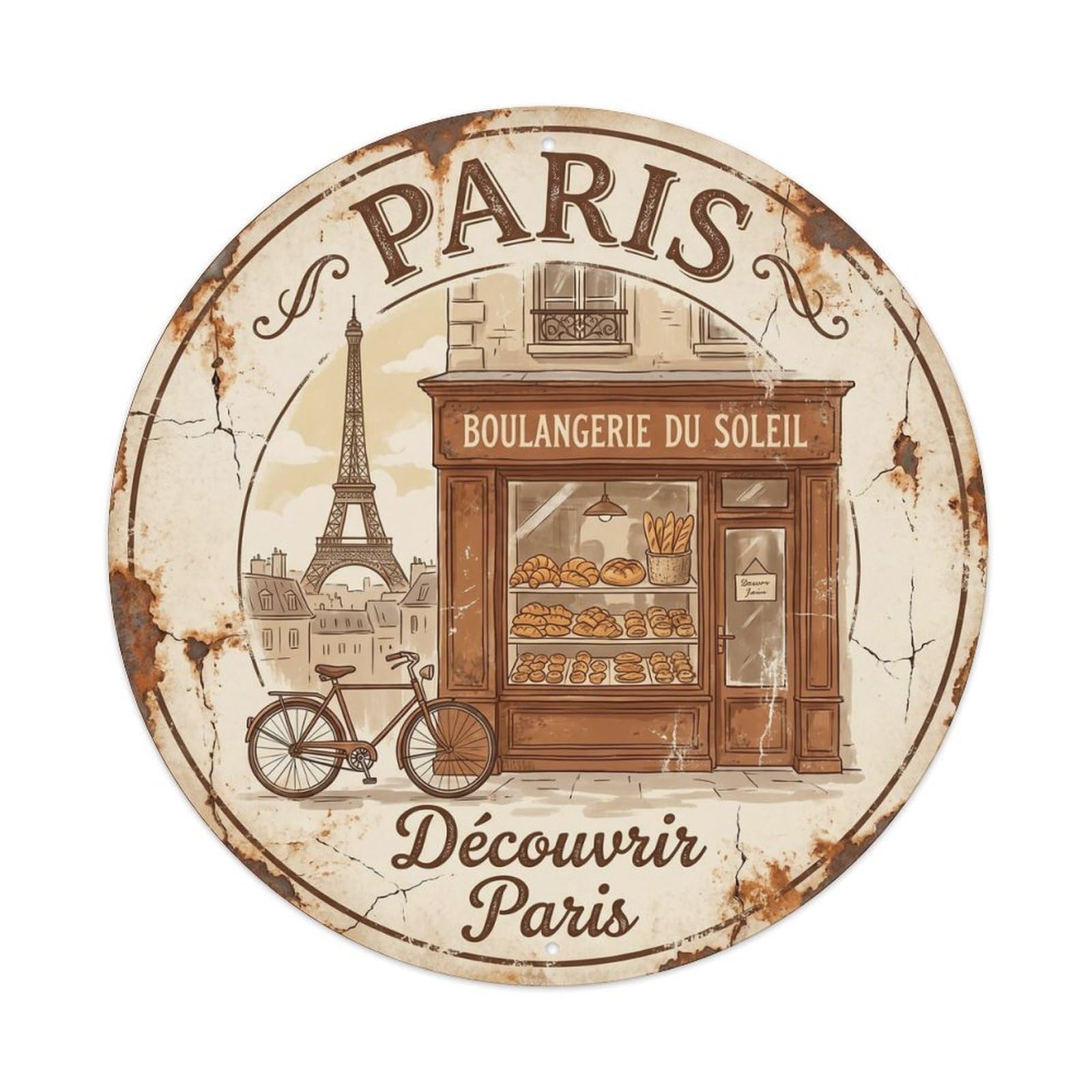 Vintage Travel Parisian Bakery Vacation Metal Tin Sign Plaque