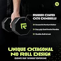 Vista 2 de Rubber Coated Dumbbells - No Roll Design Easy-Grip Steel Knurled Handle, Weights Dumbbells Set for Strength Training - Ideal Weights Set for Home