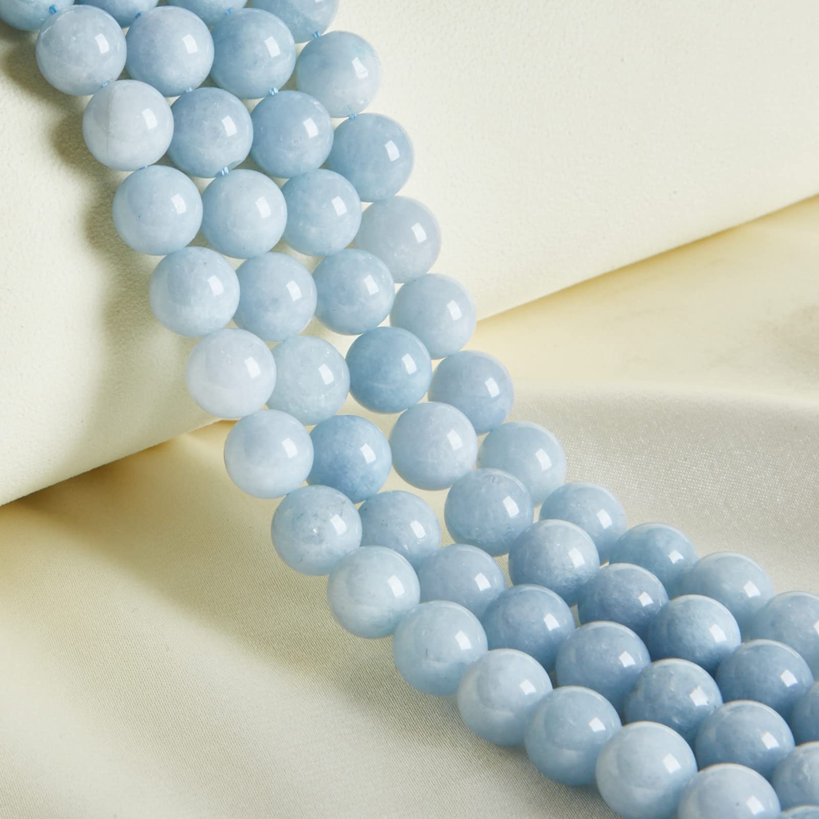 45pcs 8mm Natural Aquamarine Beads Gemstone Beads Round Loose Beads for Jewelry Making