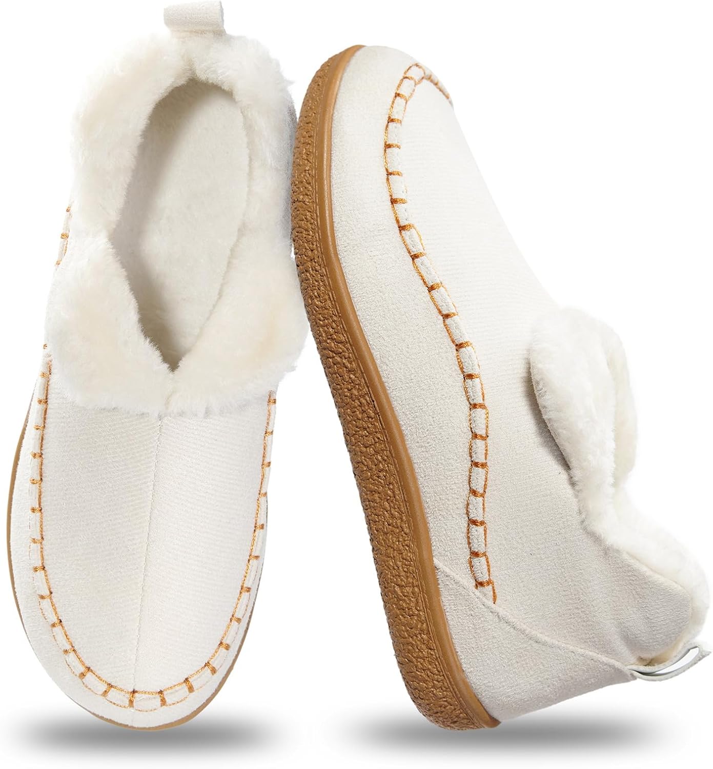 Harssidanzar Womens Winter Bootie Slippers with Rubber Sole Slip on Outdoor Indoor House Shoes CL209US - Image 5