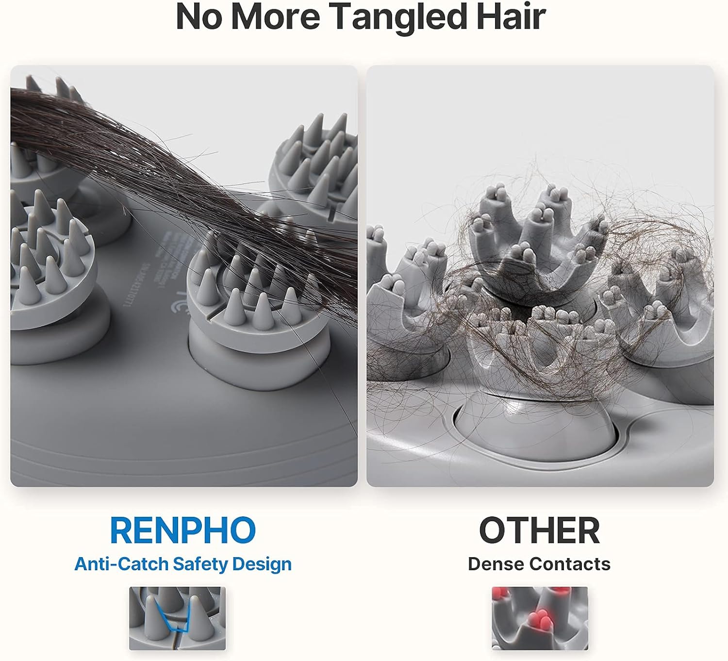 Electric Scalp Massager, RENPHO Waterproof Portable Head Massager with 4 Replacement Massage Heads, Handheld Head Scratcher for Hair Growth, Stress Relief, Deep Cleaning, Full Body Massage : Health & Household