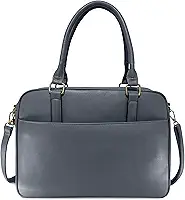 Bolsa Feminina para Notebook 15.6” Pasta Executiva Compacta Slim Couro Sintético 3 Compartimentos Alça Transversal Removível para Trabalho e Dia a Dia