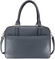 Bolsa Feminina para Notebook 15.6” Pasta Executiva Compacta Slim Couro Sintético 3 Compartimentos Alça Transversal Removível para Trabalho e Dia a Dia