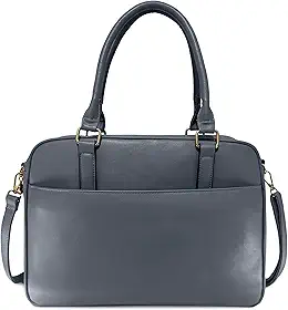 Bolsa Feminina para Notebook 15.6” Pasta Executiva Compacta Slim Couro Sintético 3 Compartimentos Alça Transversal Removível para Trabalho e Dia a Dia