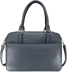 Bolsa Feminina para Notebook 15.6” Pasta Executiva Compacta Slim Couro Sintético 3 Compartimentos Alça Transversal Removível para Trabalho e Dia a Dia