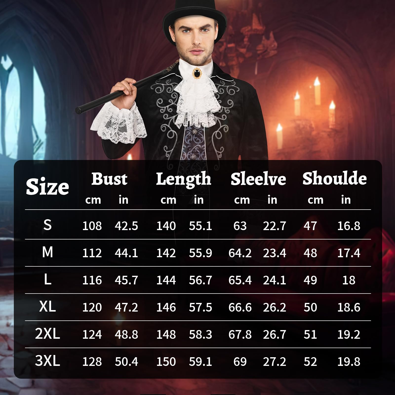 YQVGFBY Medieval Clothing Men Costumes Medieval Steampunk Jacket, Gothic Tailcoat - Image 4