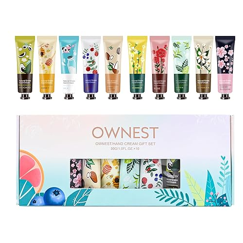 Miniatura 7 de Ownest Paquete de 10 cremas de manos, crema hidratante para el cuidado de manos con fragancia vegetal, fórmula hidratante para piel seca y grieta