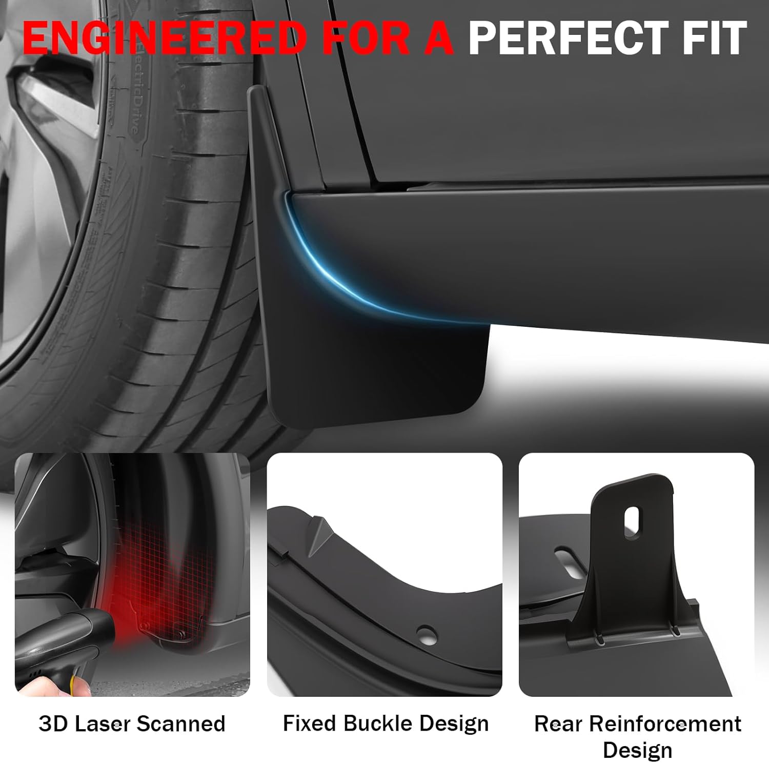 Mud Flaps for Tesla Model Y Juniper 2026, Custom Fit Splash Guards, No Drilling Required, All-Weather Protection, Front & Rear Fender Accessories - Image 4