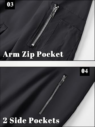 TACVASEN Men's Bomber Jacket Lightweight Casual Spring Fall Windbreaker Zip Up Coat with Pocket
