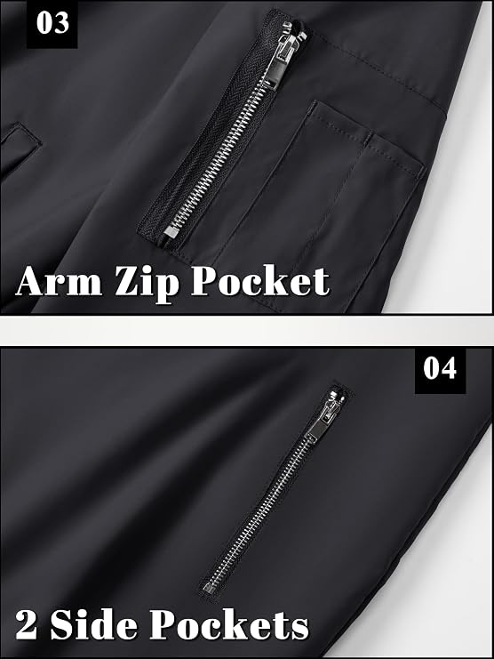 TACVASEN Men's Bomber Jacket Lightweight Casual Spring Fall Windbreaker Zip Up Coat with Pocket