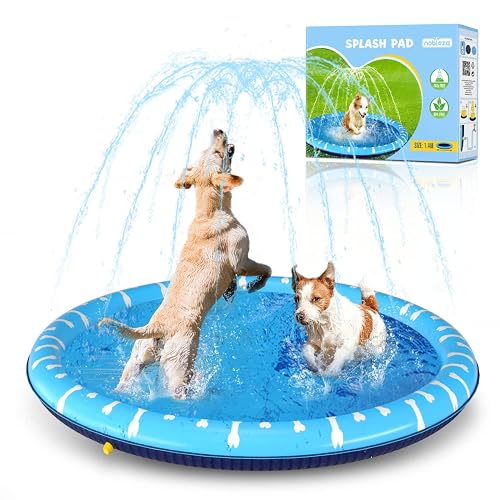 Nobleza Piscina para Perros Grandes, D140cm/55in Piscina Plegable para Perro, Splash Pad Perro, Espesar 0.55mm