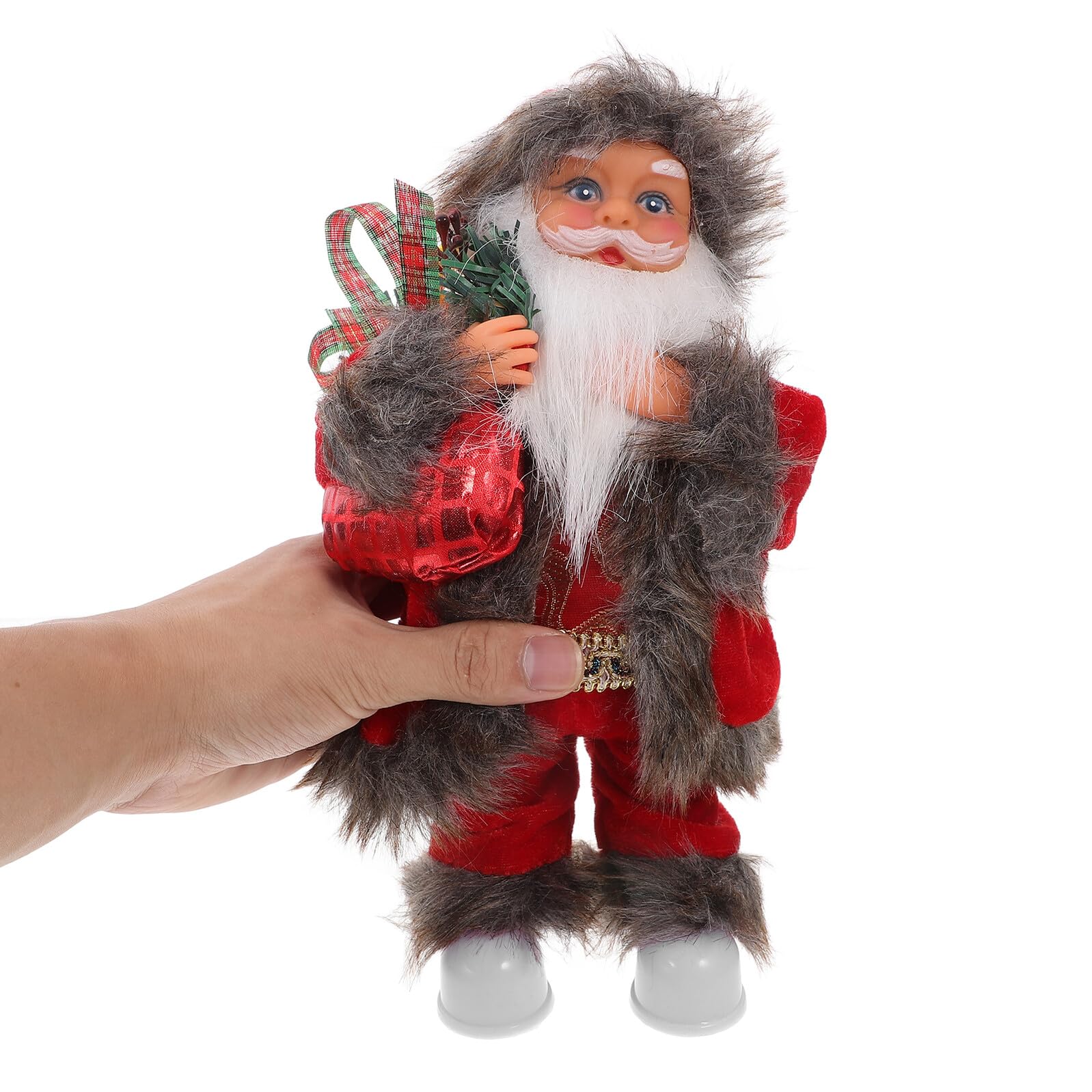 Figura de Papá Noel Eléctrico Navideño de Peluche Musical Decoración Navideña de Escritorio Luces Muñeco de Papá Noel de Pie para Adornos de Chimenea y Ventanas