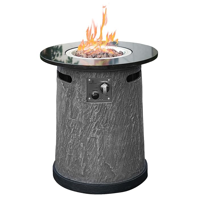 Buy BAIDE HOME 22" Outdoor Round Propane Gas Fire Pit Table Natural