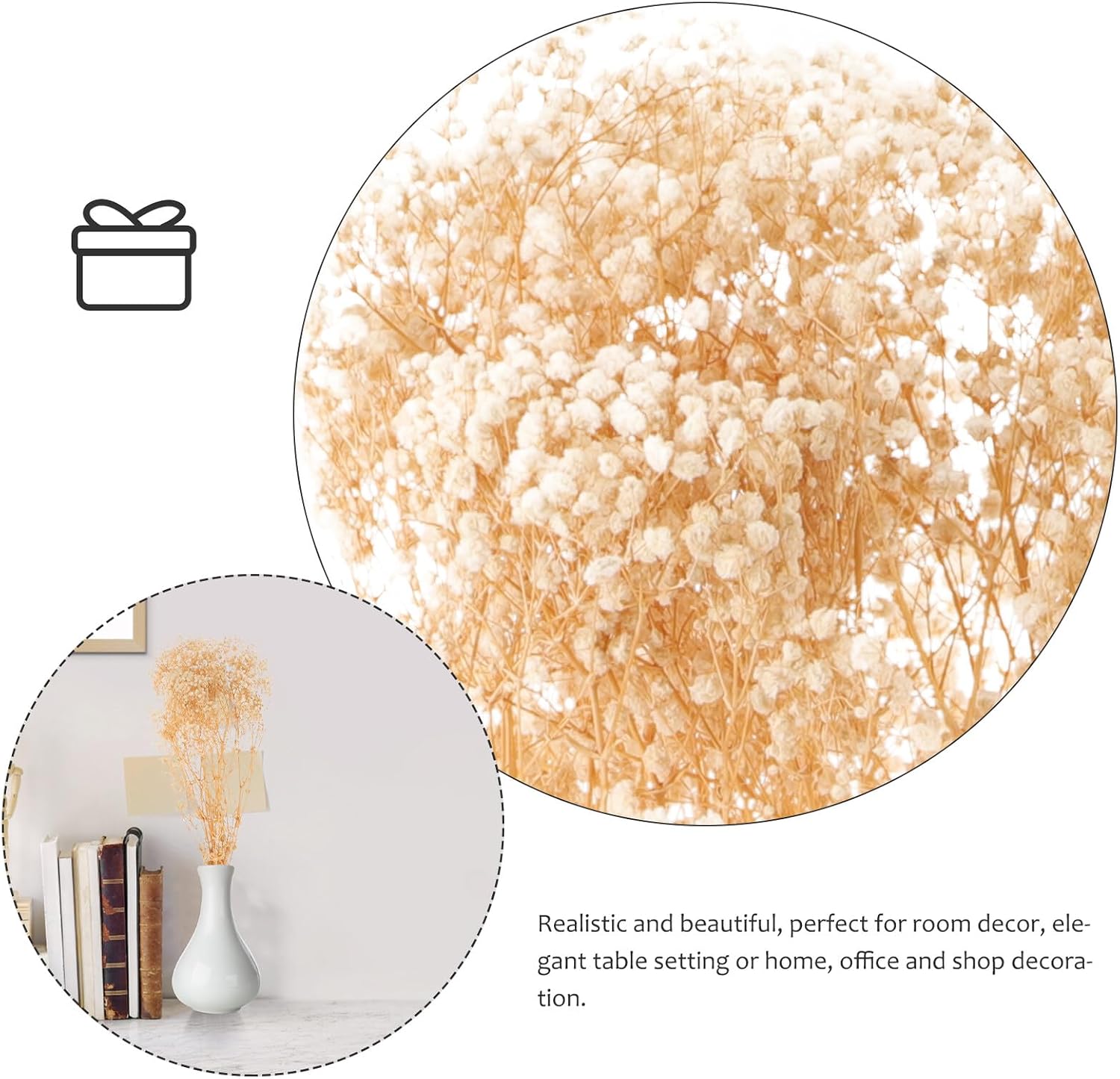 OSALADI Dried Babysbreath Flower Bouquets Natural Gypsophila Floral Arrangements White Wedding Party Home Decor