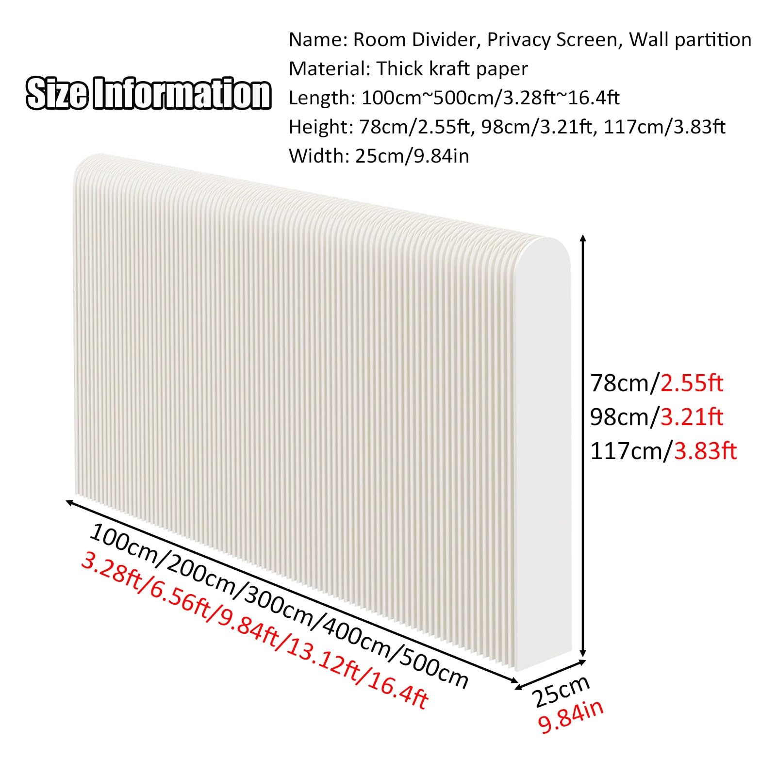Rideaux de séparation de pièce, cloison Murale en Papier, Panneau de confidentialité Pliable pour la Maison et Le Bureau, rétractable et réglable pour la séparation, Blanc (200 x 9