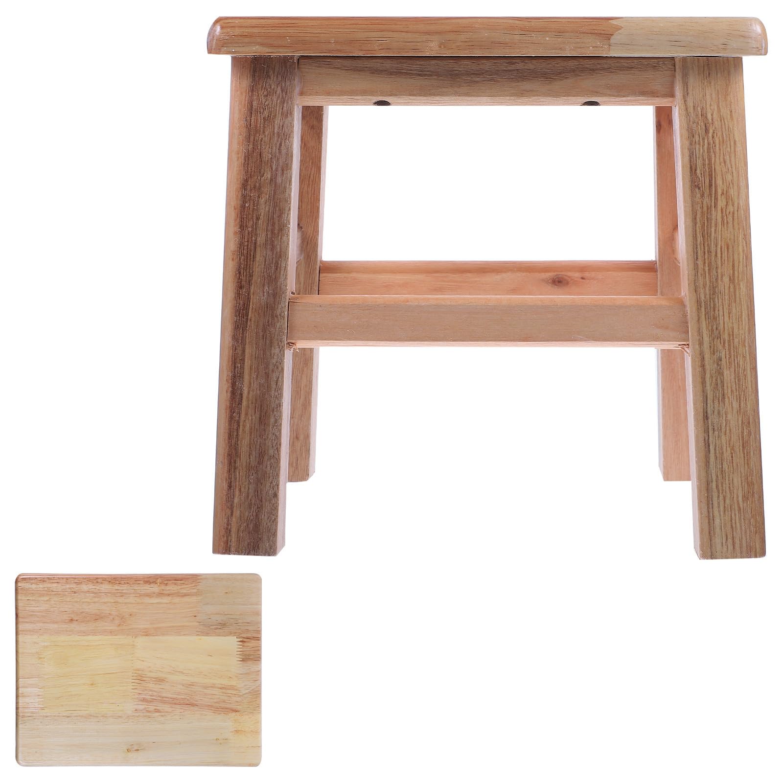 Tabouret bas en bois massif de qualité supérieure carré et robuste Abaodam