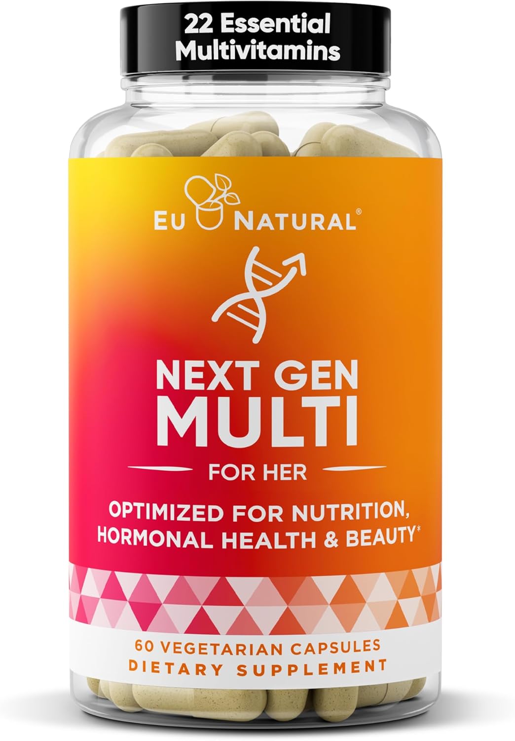 Next Gen Multivitamin for Women – 22 Optimized Vitamins for Immunity, Beauty, Brain, Energy, Bones and Heart – Vitamin C, D, E, K, Iron, B6 and DHA – 60 Vegetarian Soft Capsules (Packaging May Vary)