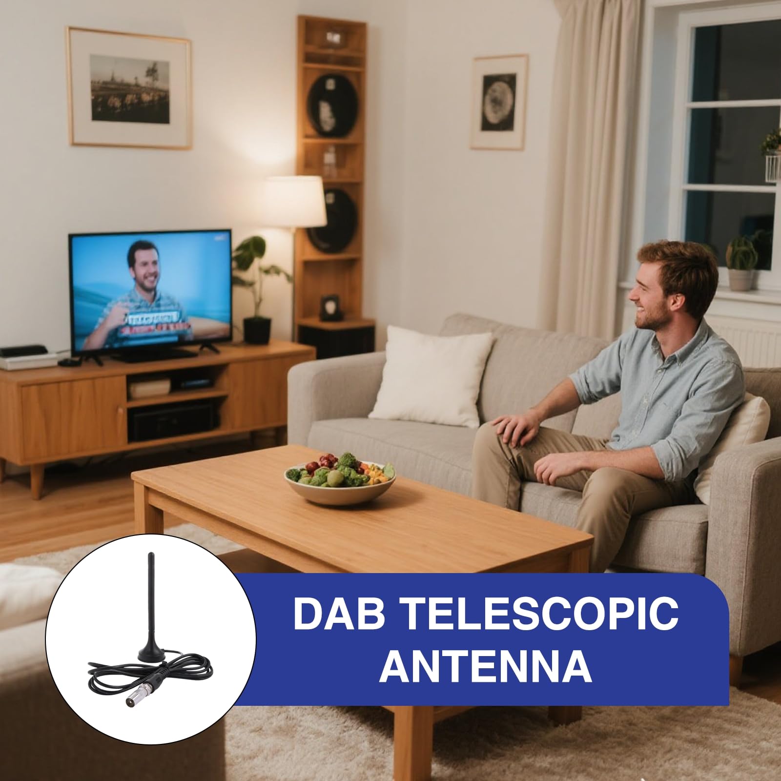 Antenna Radio FM/DAB Interna Universale | 3m Cavo Estensibile + Base Magnetica – Ottimizza Ricezione Stereo TV/Radio DAB+