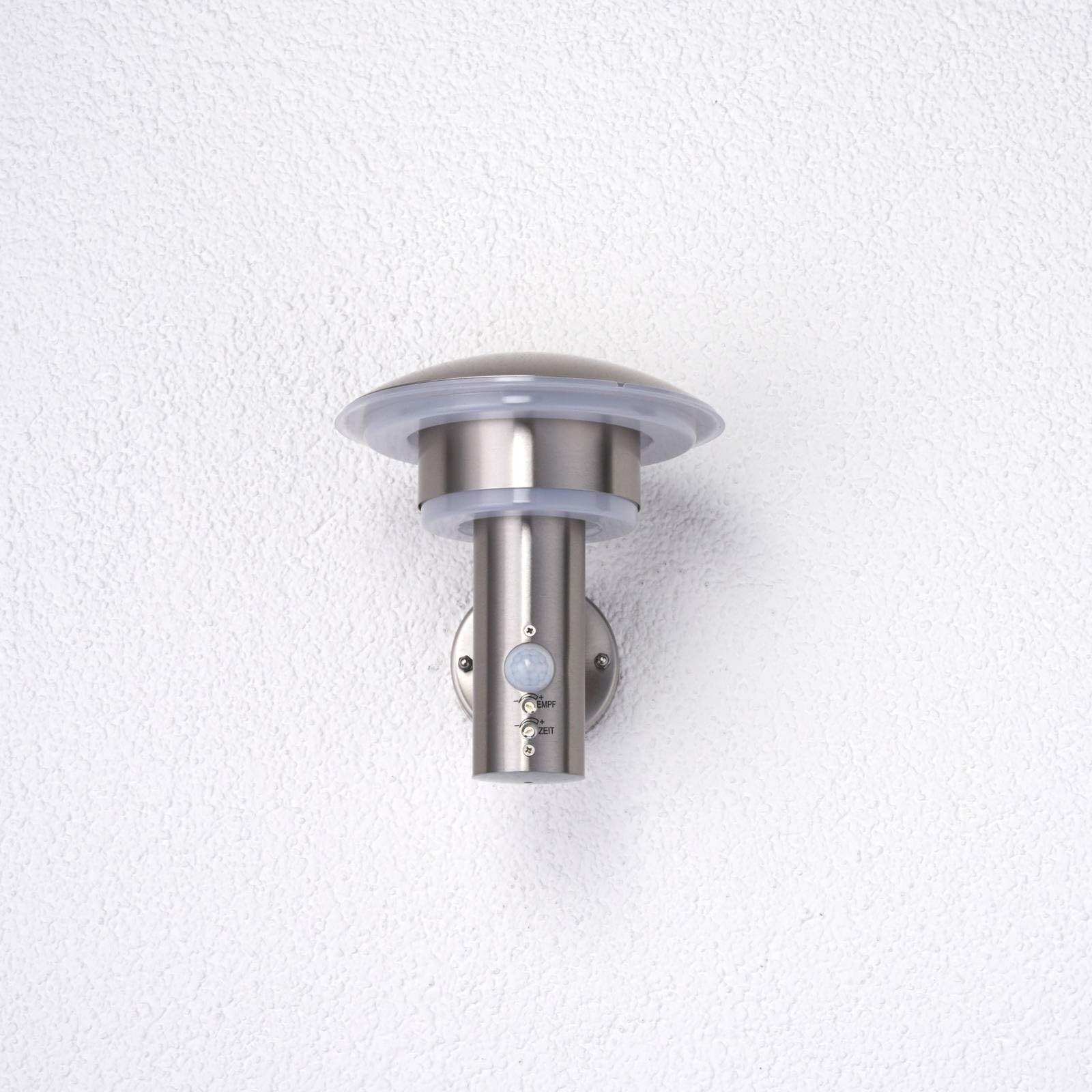 Lindby LED Wandlampe/Wandleuchte außen mit Bewegungsmelder, Edelstahl Kunststoff spritzwassergeschützt IP44 8,1W Außenleuchte
