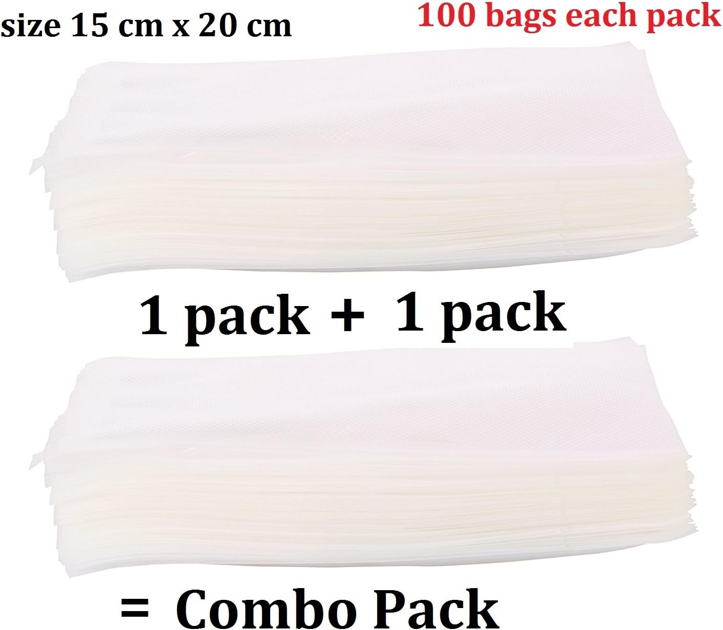 Vacuum Packers 15cm x 20cm Ready Food Vacuum Bags (Pack of 200 pcs), 85 Micron,Food Garde, BPA Free, Boil Safe, Microwave Supported.