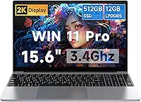 Laptop com Tela de 15,6 Polegadas, Processador N100 de 4 Núcleos e 4 Threads, 7 nm (Até 3,4 GHz), Laptop Leve com 12 GB LPDDR4 512 GB SSD 1920X1080 IPS