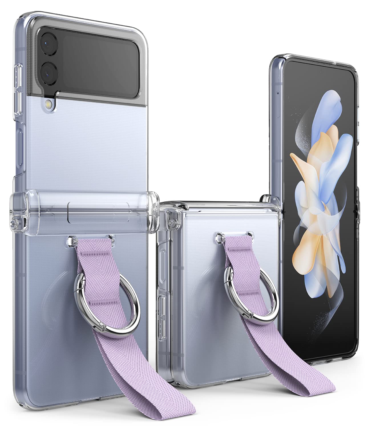 Ringke Slim Ring Hinge Compatible with Samsung Galaxy Z Flip 4 5G Case Cover Anti-Yellowing Thin Transparent Hard Back with Hinge Protection with Ring Strap for Z Flip 4 - Purple-image-3