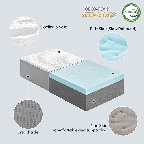 Miniatura 9 de Kehangte Almohada de cubo refrescante para dormir de lado, almohada cuadrada de espuma viscoelástica para dormir de lado, firme y suave de doble