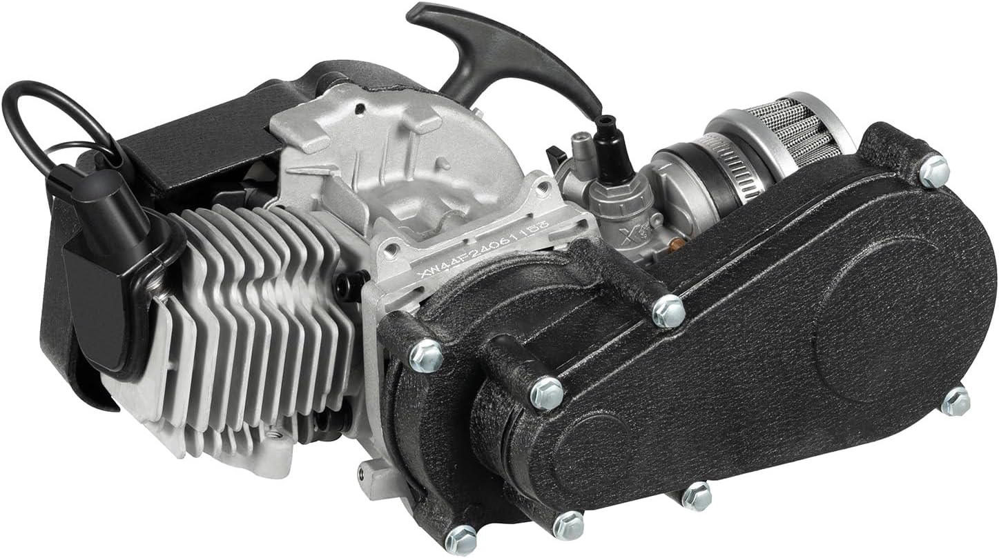 49CC 50CC 2 Stroke Dirt Bike Engine Motor Kit 7000RPM Gas Powered Engine Single Cylinder Air-Cooled Engine Aluminum Engine with T8F Chain Fuel Tank for Pocket Mini Dirt Beach Bike ATV Scooter