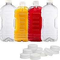 Vista 1 de Diplastible (4 unidades) botellas de plástico desechables para jugo, 64 onzas con tapas, botella de agua líquida de medio galón a prueba de fugas