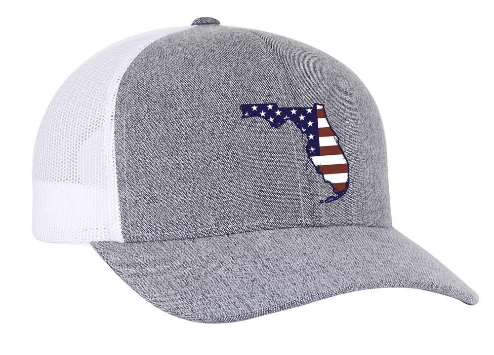Heritage PrideGrey Heather and White American Flag Embroidered State Pride Hats