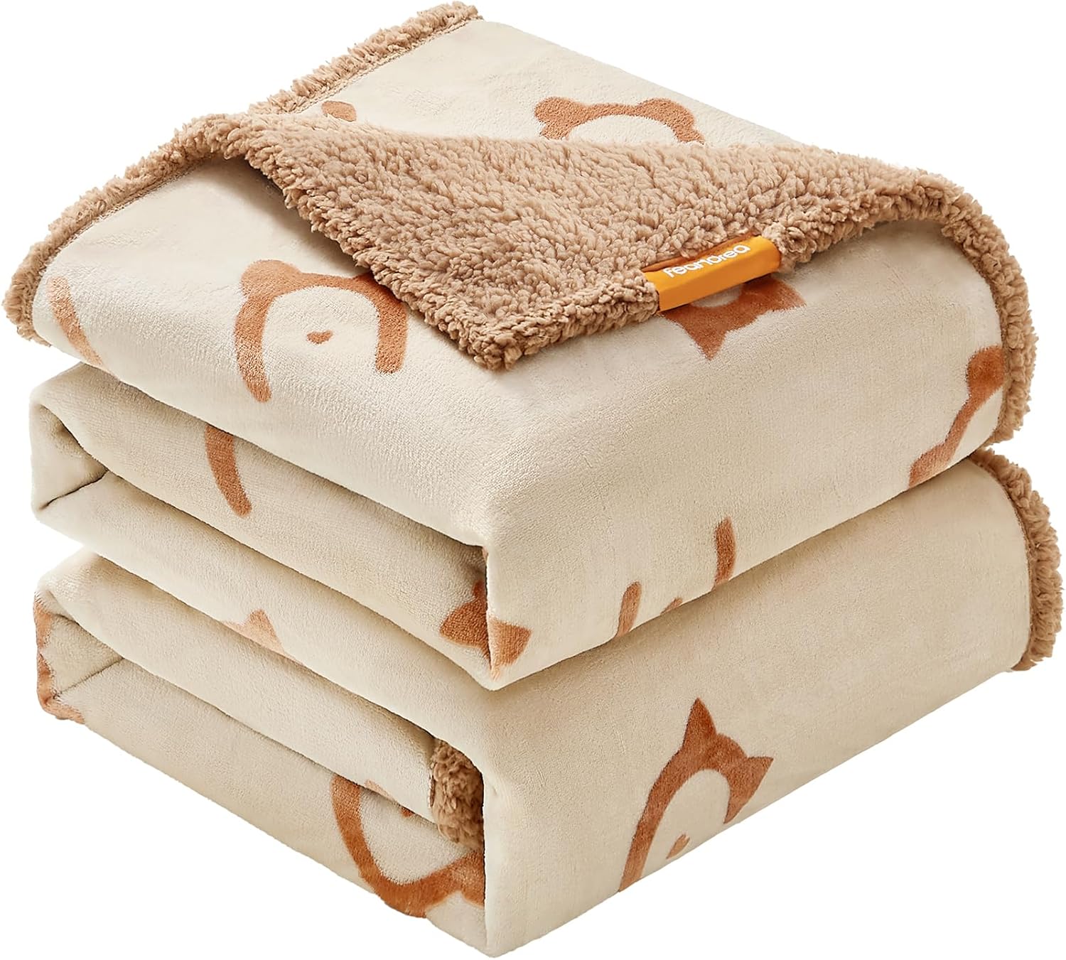 Feandrea Waterproof Dog Blanket, Sherpa Fleece Pet Blanket for Extra Large Dogs and Humans, Cats, 229 x 203 cm, XXXL, Machine Washable, Reversible Dog Couch Cover Protector, Beige PPB090K01